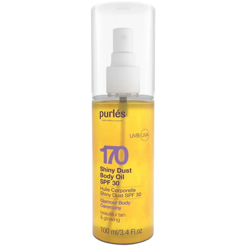 Захисна сяюча олія для засмаги SPF 30 Purles Shiny Dust Body Oil