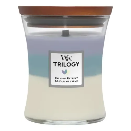 Ароматична свічка з тришаровим ароматом WOODWICK Medium Trilogy Calming Retreat — вага 275 г