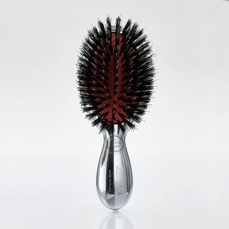 Janeke Superbrush Гребінець з натуральною щетиною кабана срібло