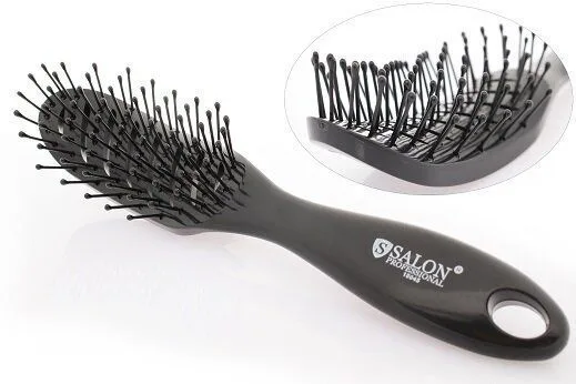 18045 Щітка для волосся тунельна продувна ГЛЯНЦЕВА ЧОРНА Salon Professional
