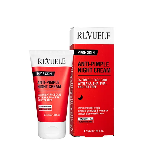 Крем для обличчя від прищів Revuele Pure Skin Anti-Pimple Night Cream з AHA, BHA, PHA нічний, 50 мл