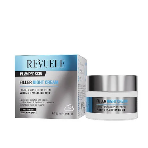 Нічний крем-філлер для обличчя Revuele Plumped Skin Filler з гіалуроновою кислотою, 50 мл