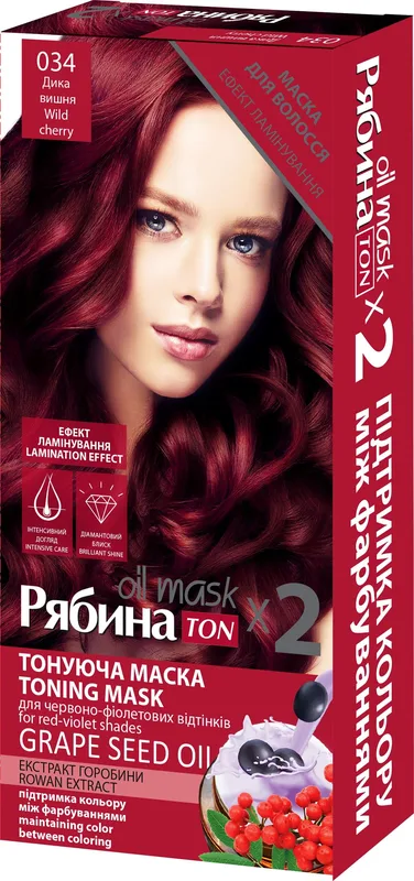 Тонуюча маска для волосся ACME-COLOR "Рябина TON oil mask" №034 Дика вишня, DUO Pack