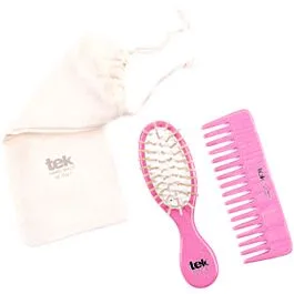 Pink purse oval brush and comb