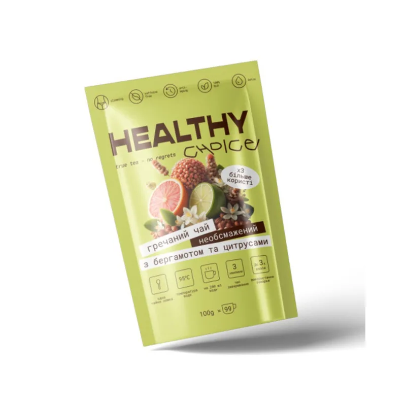 Healthy Choice Чай гречаний "Ку Цяо" необсмажений гранульований з бергамотом та цитрусами 100 г