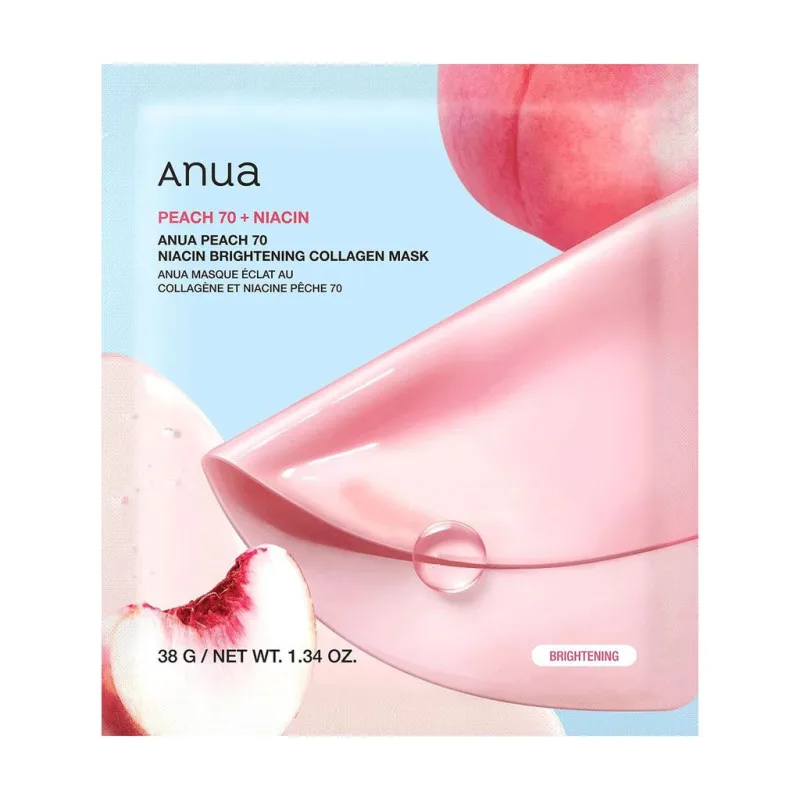Освітлювальна маска для обличчя Anua Peach 70 Niacin Brightening Collagen Mask з колагеном, 38 г x