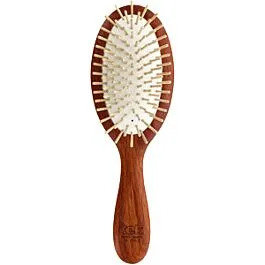 MP oval brush in red wood with baseball pins