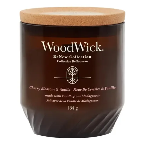 Ароматична свічка з ароматом вишневого цвіту і ванілі WOODWICK ReNew Medium Cherry Blossom & Vanilla — вага 184 г