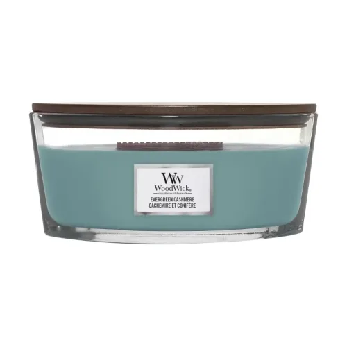 Ароматична свічка з нотами сосни, свіжого повітря та кашеміру WOODWICK Ellipse Evergreen Cashmere — вага 453 г