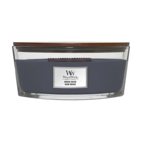 Ароматична свічка з ароматом шкіри та мускуса WOODWICK Ellipse Indigo Suede — вага 453 г