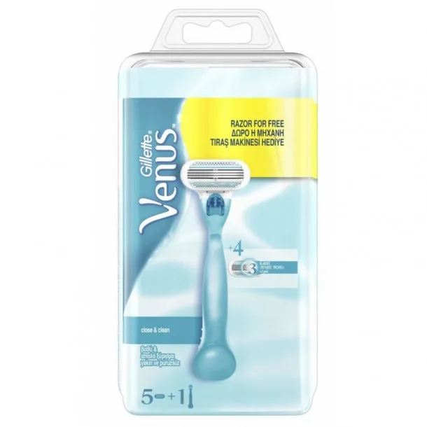 Бритва Жіноча Gillette Venus Close s Clean (5 змінних картриджив)