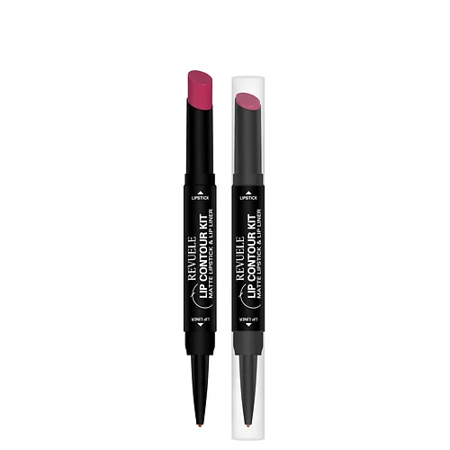 Помада матова з олівцем для губ 2 в 1 Revuelle Lip Contour Kit тон 02 Малиновий, 1,8