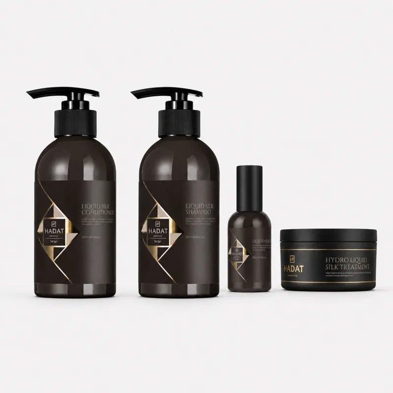 Набір HADAT для блиску Liquid Silk Shine Ritual, Шампунь, Кондиціонер, Маска, Олія