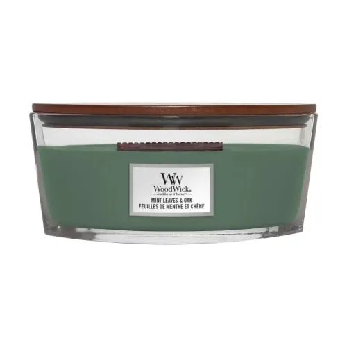 Ароматична свічка з нотами м'яти та дуба WOODWICK Ellipse Mint Leaves & Oak — вага 453 г