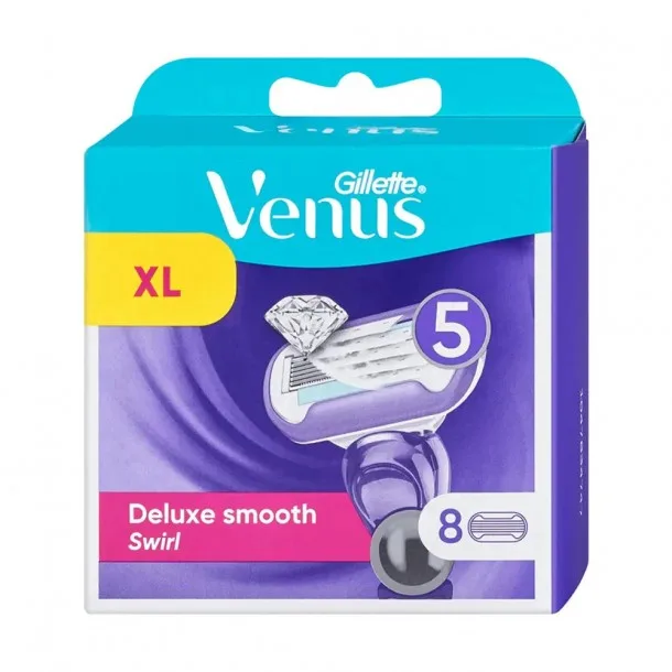 Змінні Касети для Гоління Джилет Венус Свірл Делюкс Смуз - Gillette Venus Swirl Deluxe Smooth Big Package XL 8 cassettes