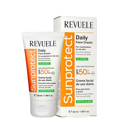 Сонцезахисний крем для обличчя SPF 50+ для жирної шкіри Revuele UVA/UVB 50 мл