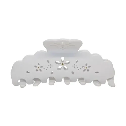 Велика заколка-краб для волосся EMI JAY Big Effing Clip in Blanc Fleur Eyelet