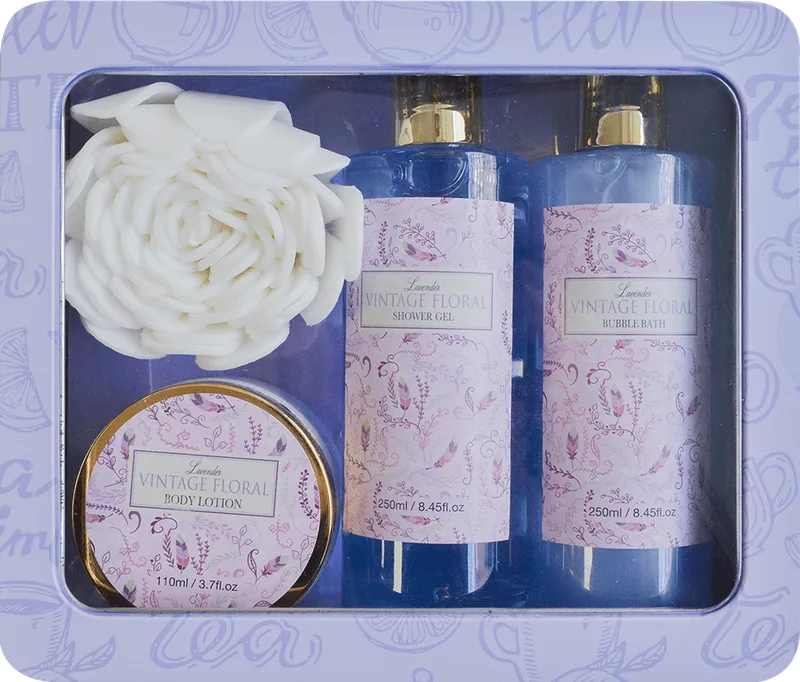 Набір подарунковий для ванни Vintage floral 4 компонента (гель/душу 250мл+ лосьйон д/тіла 110мл+піна