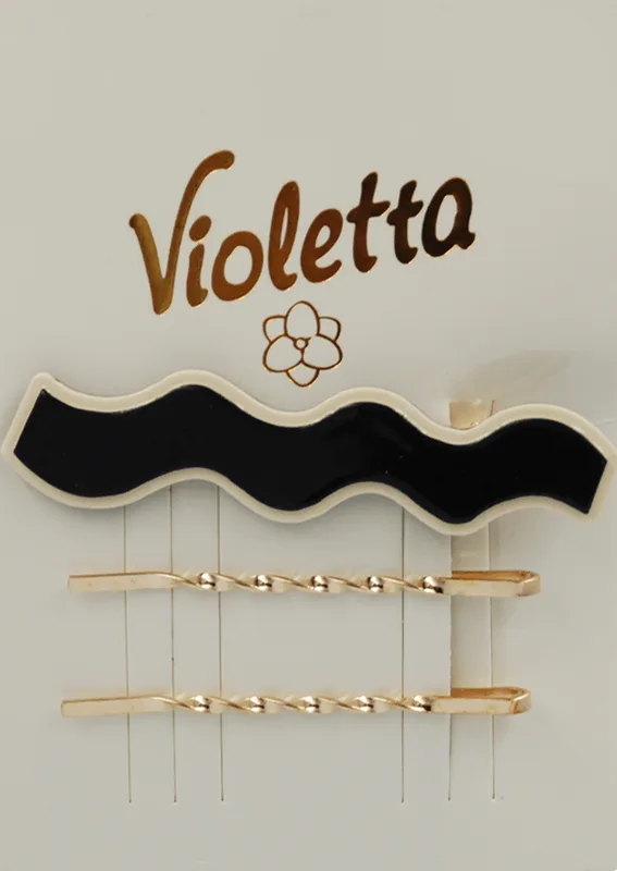 Набір заколок для волосся Violetta "Wavy Duo" затиск + невидимки(CH-SM-23-166) 3 шт.