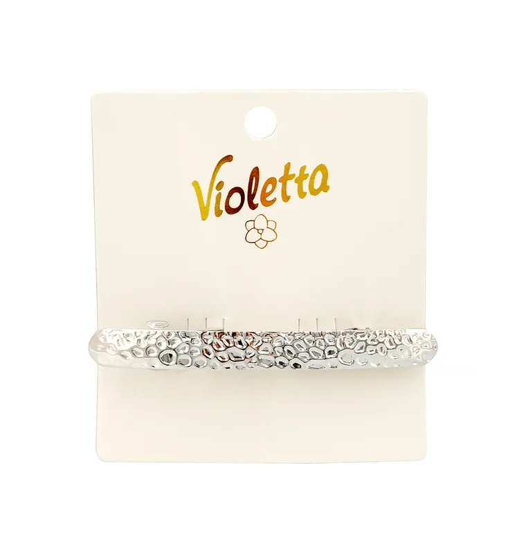 Violetta Текстурована шпилька-автомат для волосся срібляста, 1шт,