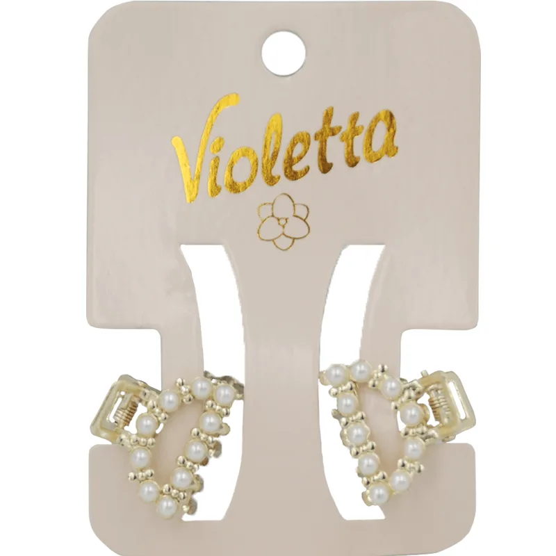 Крабики для волосся Violetta металеві з намистинами (CH-SM-23-436) 2 шт