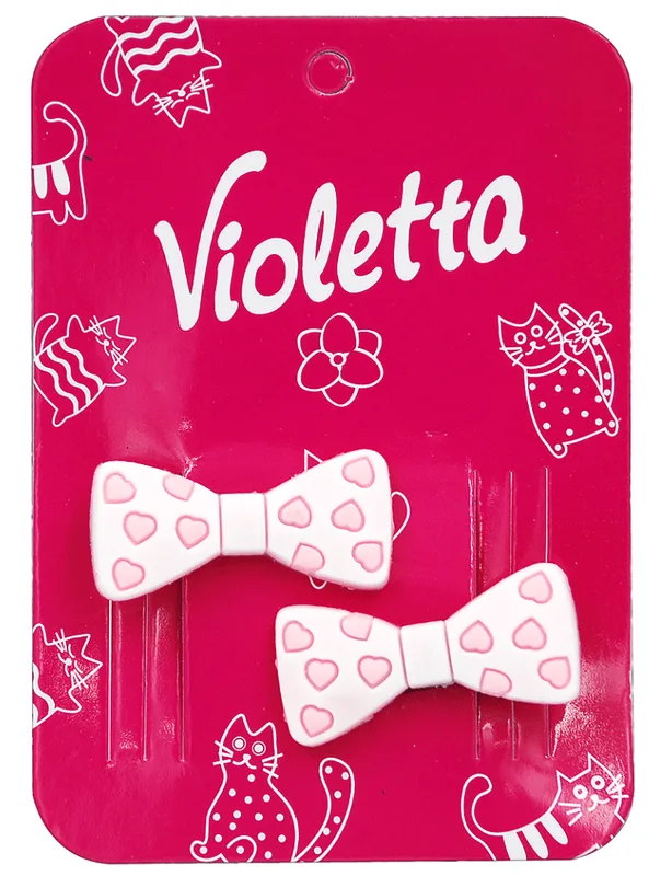 Шпильки-хлопушки Violetta для волосся дитячі з бантиками в горошок 2 шт.