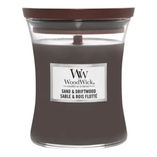 Ароматична свічка з ароматом деревини і піску WOODWICK Medium Sand & Driftwood — вага 275 г