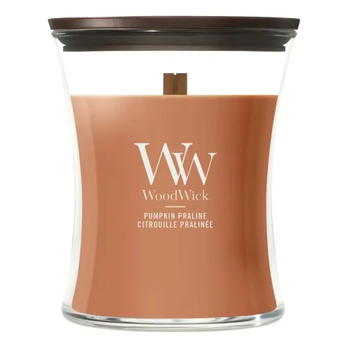 Ароматична свічка з нотами гарбуза та спецій WOODWICK Medium Pumpkin Praline — вага 275 г