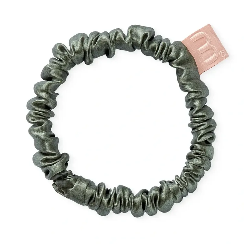 Mon Mou Silk Slim Scrunchie Olive Тонка шовкова резинка