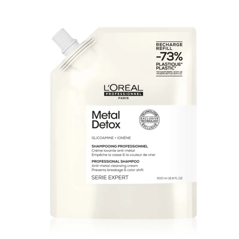 L'Oreal Professionnel Serie Expert Metal Detox Anti-metal Cleansing Cream Shampoo Refill Професійний очищуючий шампунь для зменшення ламкості всіх типів волосся та небажаної зміни кольору Refill 500 мл