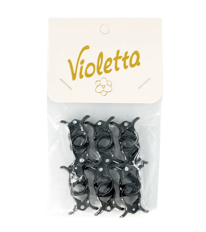 Violetta Набір крабиків для волосся колір чорний, 12шт