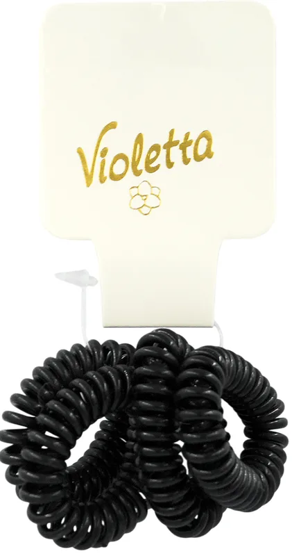 Набір резинок для волосся Violetta "Black Coil Set" спіраль чорні, 4 шт.