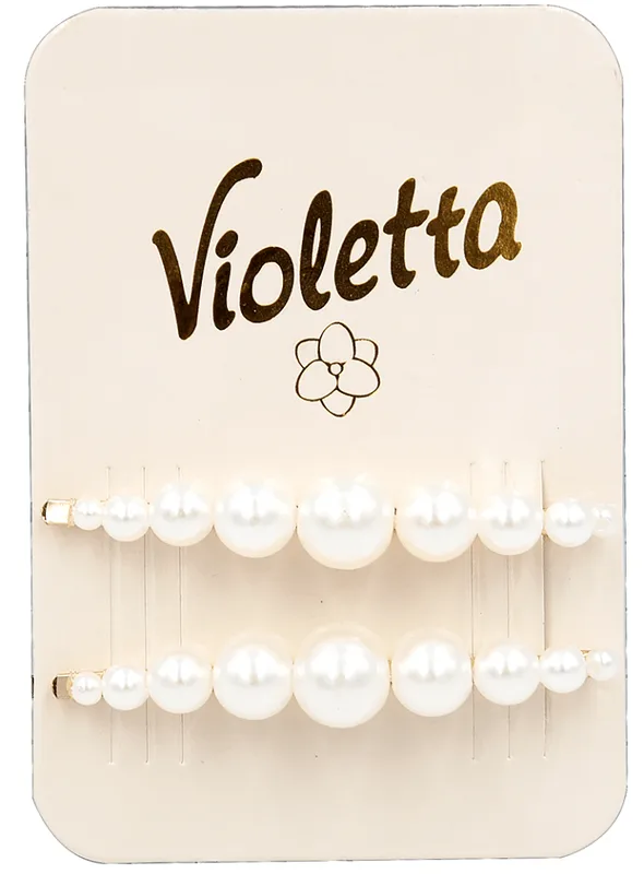 Невидимки для волосся Violetta з перламутровими намистинами 2 шт.