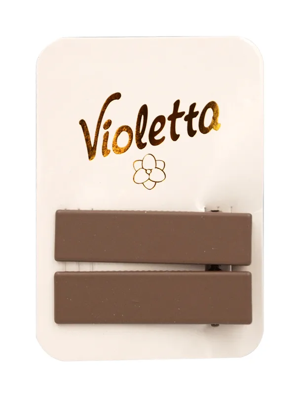 Violetta затиски для волосся прямокутний коричневий, 2шт