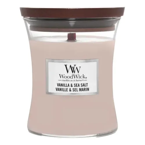 Ароматична свічка з ароматом ванілі та морської солі WOODWICK Medium Vanilla & Sea Salt — вага 275 г