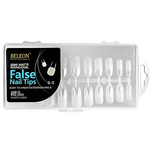 Тіпси для нарощування нігтів BELEON False Nail Tips овальні напівматові 240 штук
