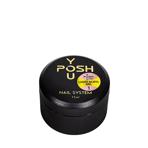 Полігель для нарощування та зміцнення нігтів камуфлюючий YouPOSH Light Acryl Gel 15 мл, 01 Блідий рожевий