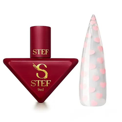 Топ для гель-лаку з глітером "Рожеве серце" Steffani Top Heart Pink без липкого шару 9 мл