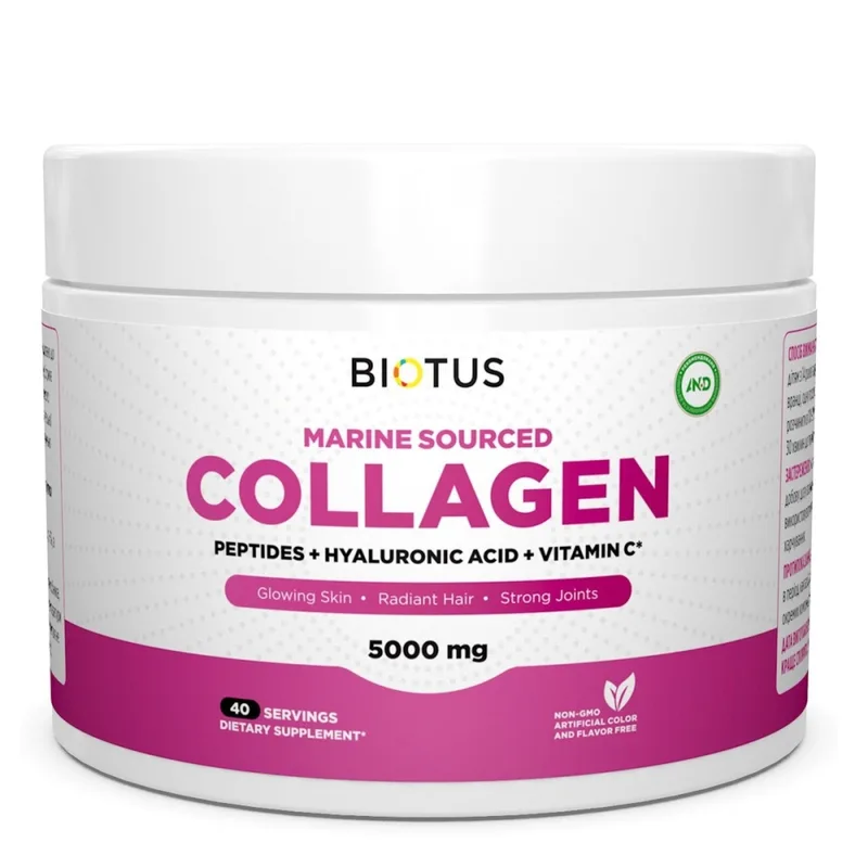 Biotus Marine Sourced Collagen Peptid + Hyaluronic Acid + Vitamin C 5000 mg Морський колаген з гіалуроновою кислотою і вітаміном С 206 г