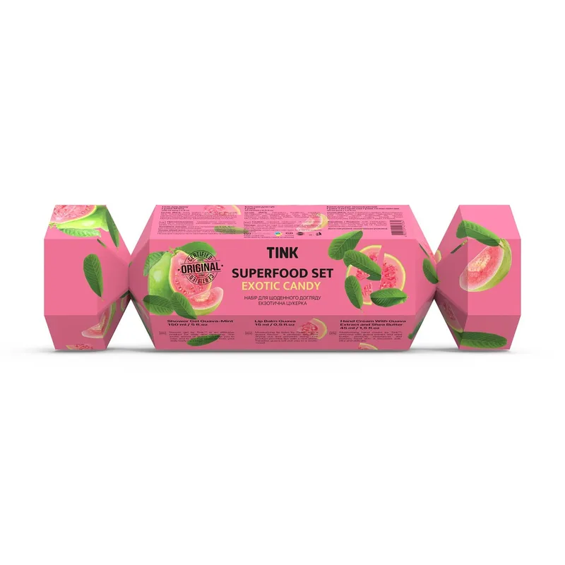 Набір Superfood Set Exotic Candy Tink (гель для душу,150 мл+бальзам для губ,15 мл + крем для рук, 45 мл)