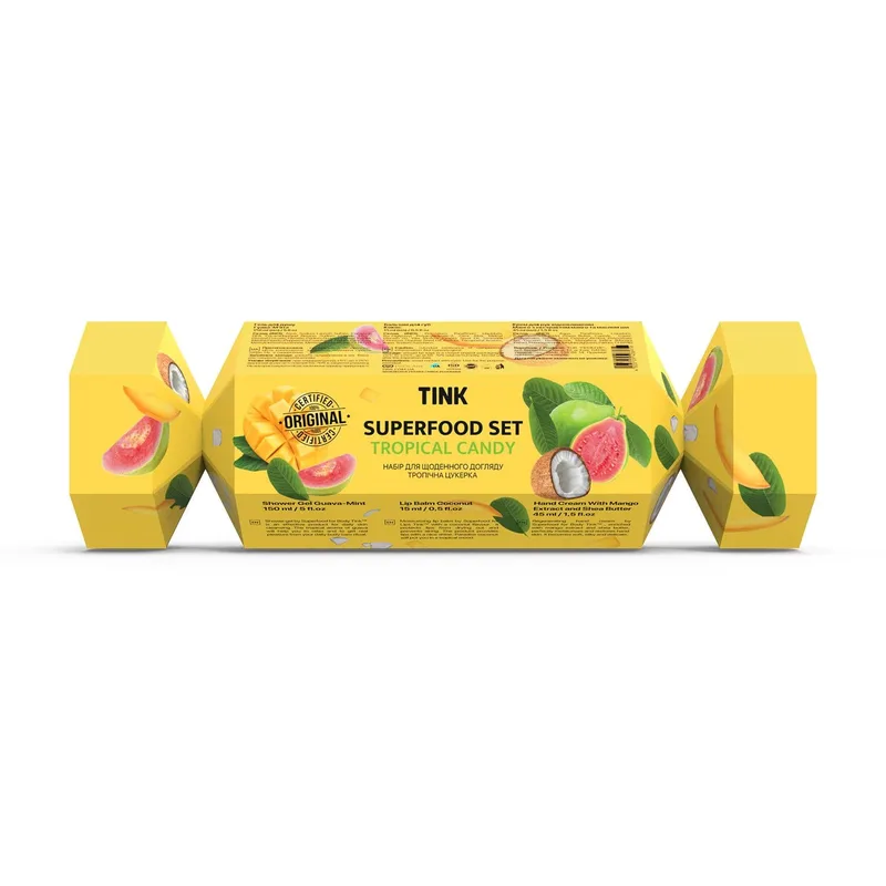 Superfood Set набір Tropical Candy Tink (гель для душу, 150 мл+бальзам для губ,15 мл+крем для рук, 45 мл)