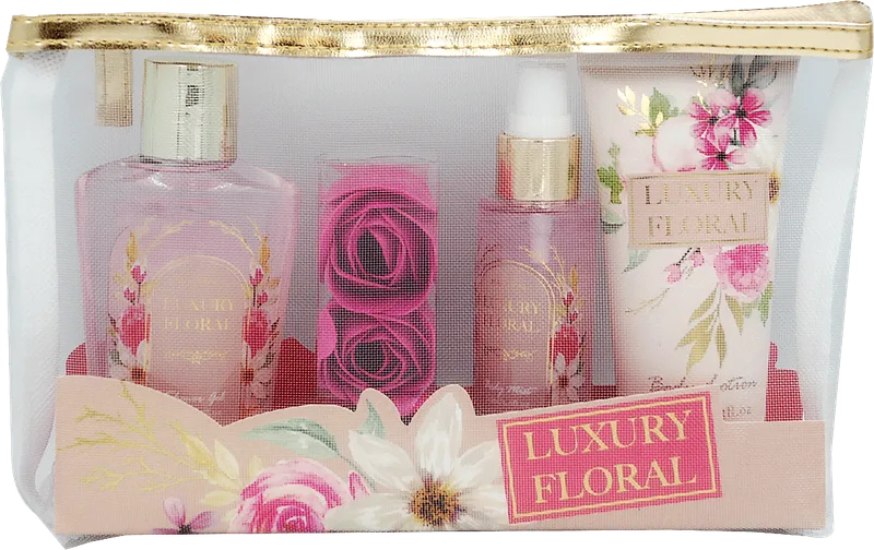 Подарунковий набір Luxury Floral (гель для душу, 100 мл + лосьйон для тіла, 100 мл + спрей для тіла, 60 мл + мильні троянди 3 x 4 г), 1 шт