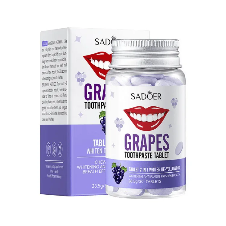 Гранули для очищення ротової порожнини жувальні тверді Sadoer grape, 30 шт