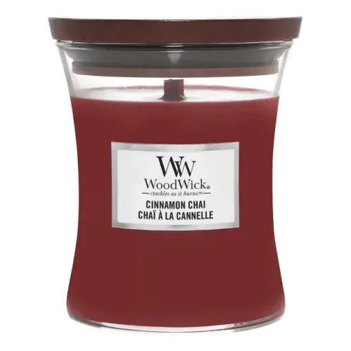 Ароматична свічка з ароматом ванілі та кориці WOODWICK Medium Cinnamon Chai — вага 275 г