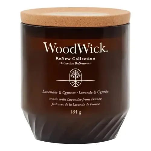 Ароматична свічка з ароматом кипарису і лаванди WOODWICK ReNew Medium Lavender & Cypress — вага 184 г