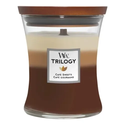 Ароматична свічка з тришаровим ароматом WOODWICK Medium Trilogy Cafe Sweets — вага 275 г