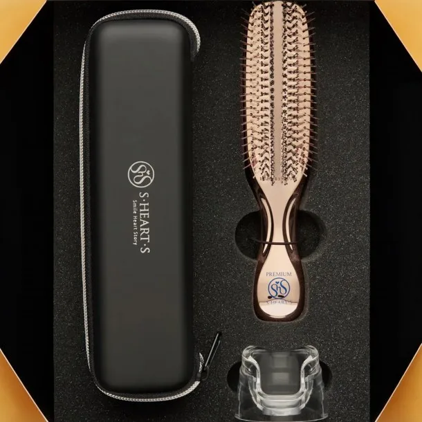 Преміальна Масажна Щітка для Волосся Шкіри Голови S-HEART-S “World Premium Long Box” у Подарунковій Упаковці — S HEART S Scalp Brush World Premium Long Box Gold (Шампанське Золото)