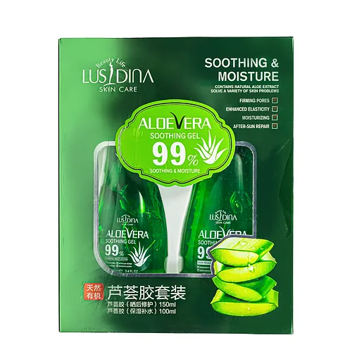 Набір зволожувальних гелів з алое для обличчя й тіла Lusidina Aloe Vera 99% 100 + 150 мл
