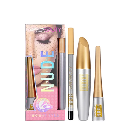 Набір декоративної косметики для очей 3 в 1 Nude Warda Beauty — туш для вій, олівець, підводка для очей