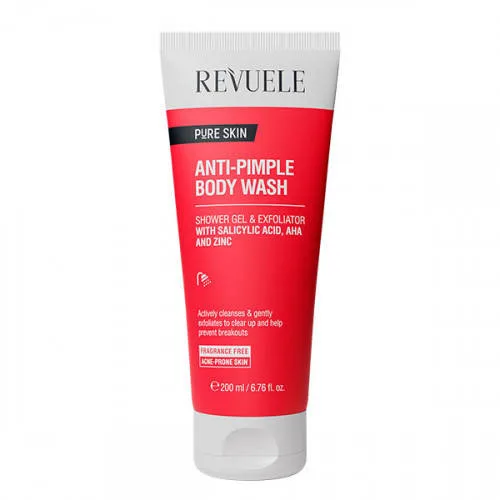 Revuele Pure Skin Anti-Pimple гель для душа-ексфоліант проти акне 200 мл